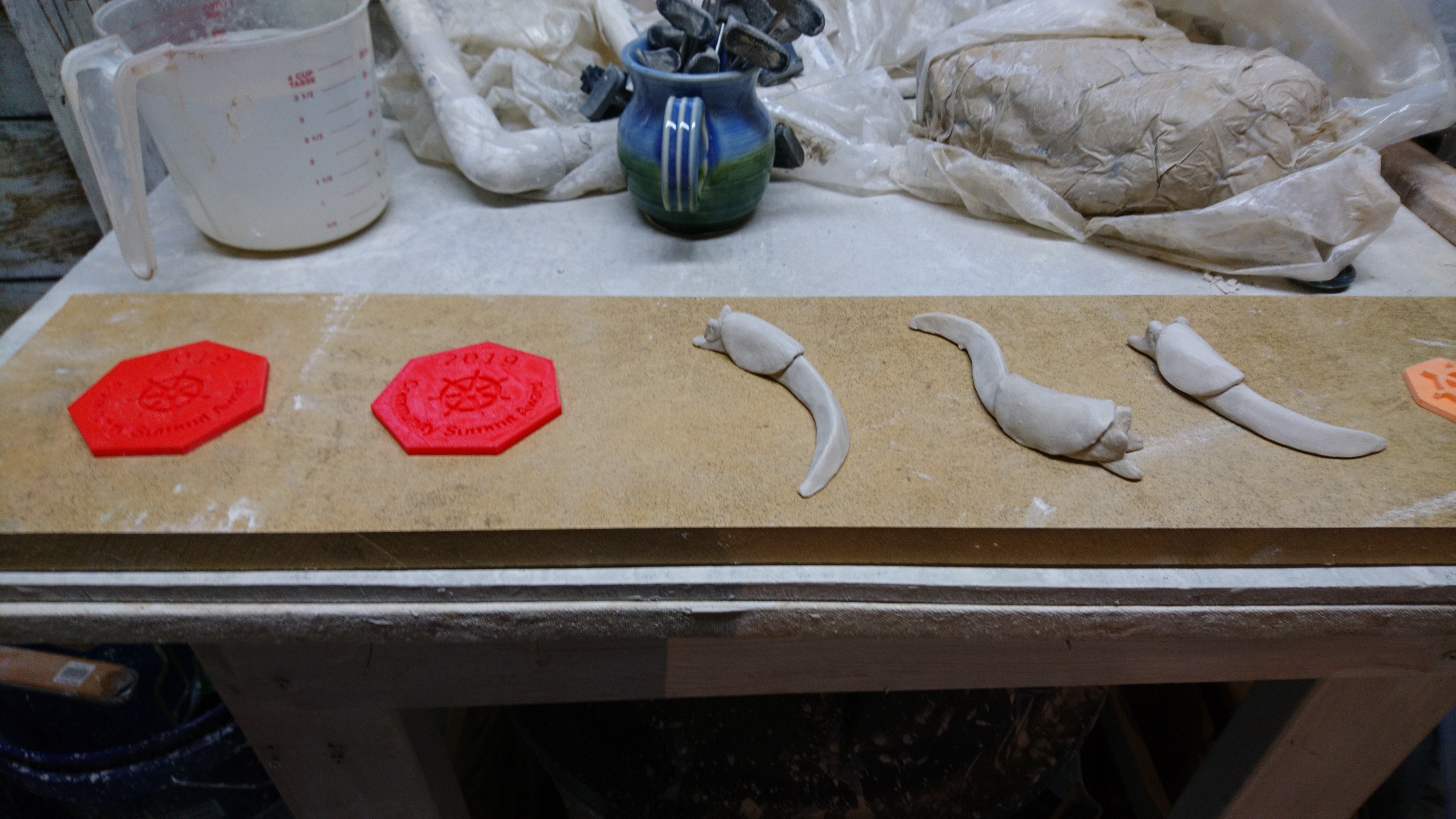 photo of objects to be molded, set up and ready