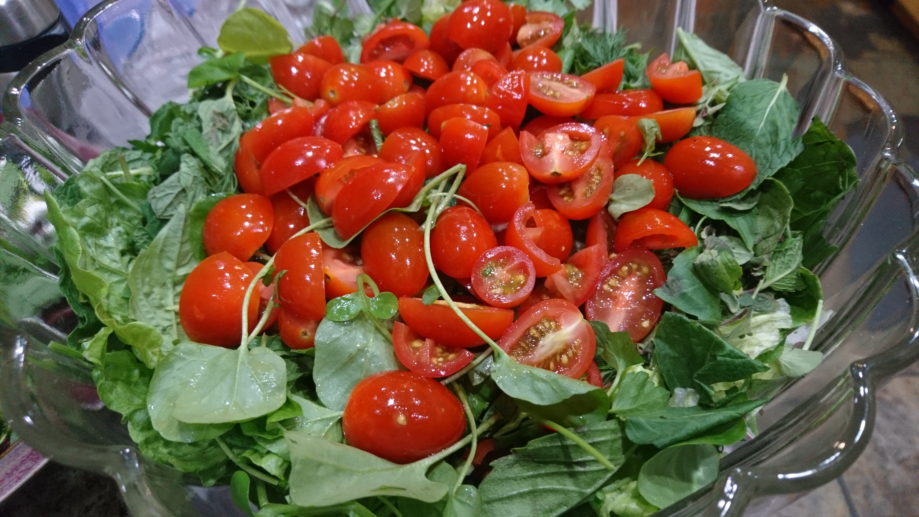 big bowl of herb salad