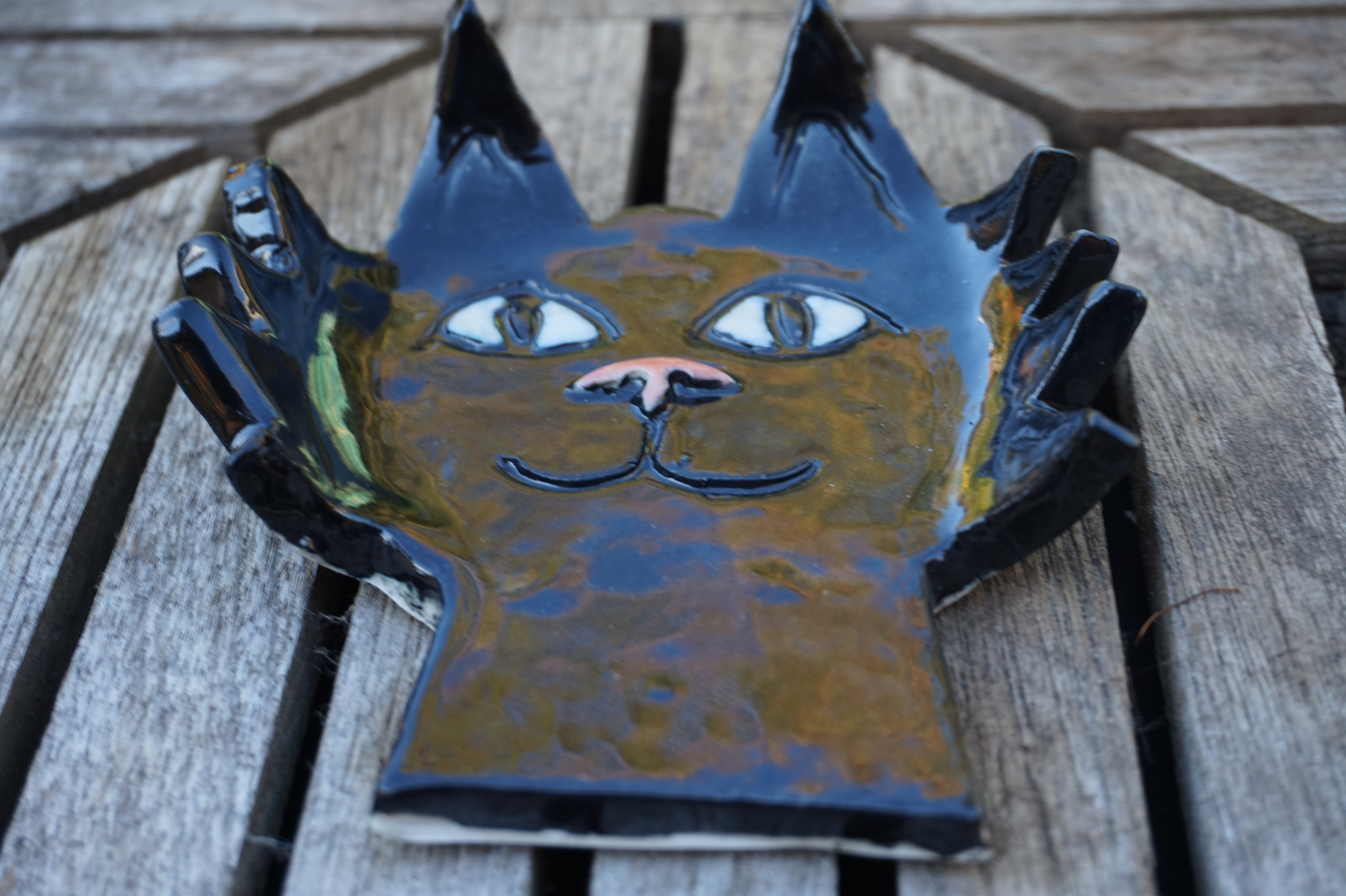 black cat shaped spoonrest