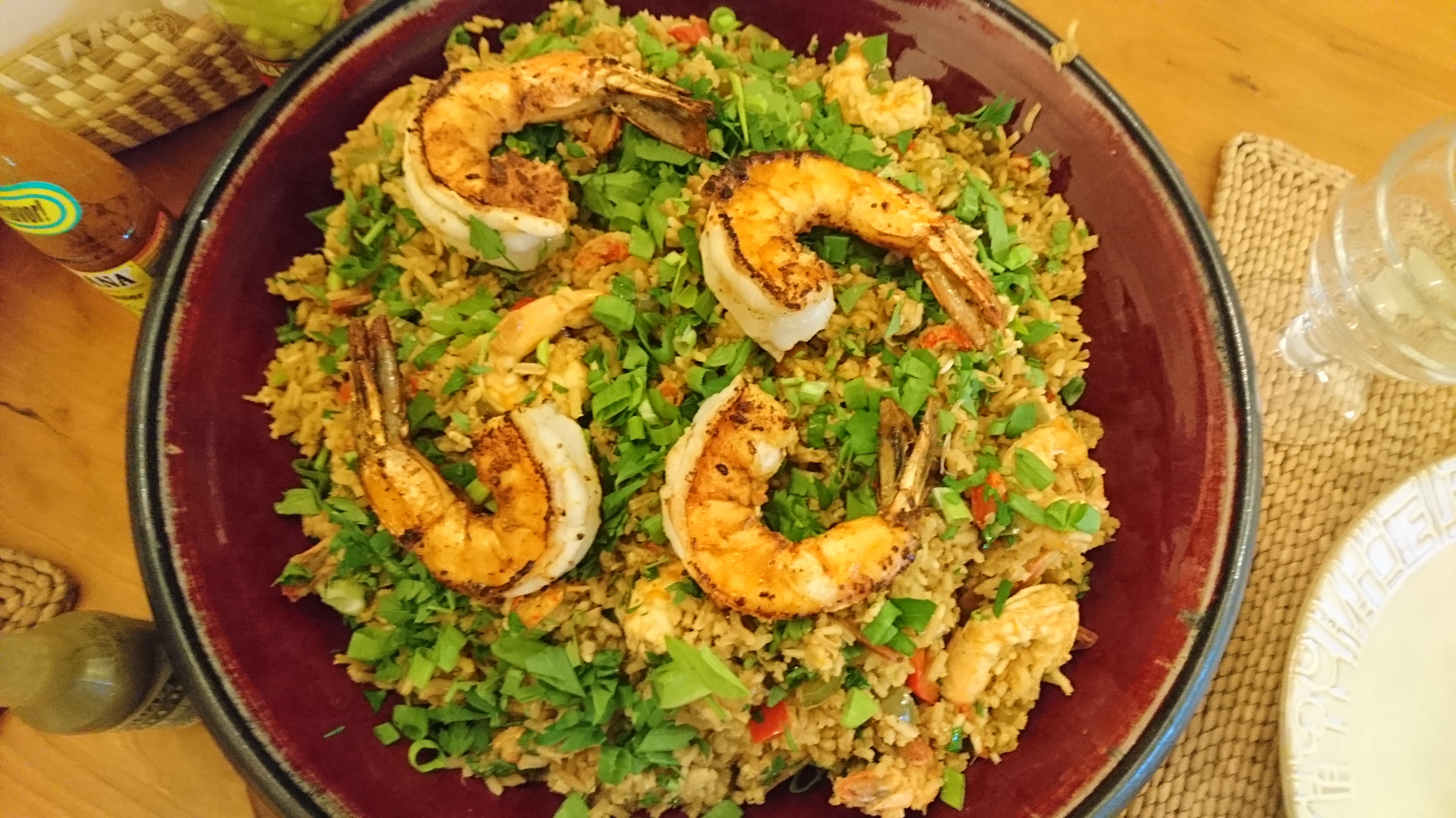platter of shrimp jambalaya