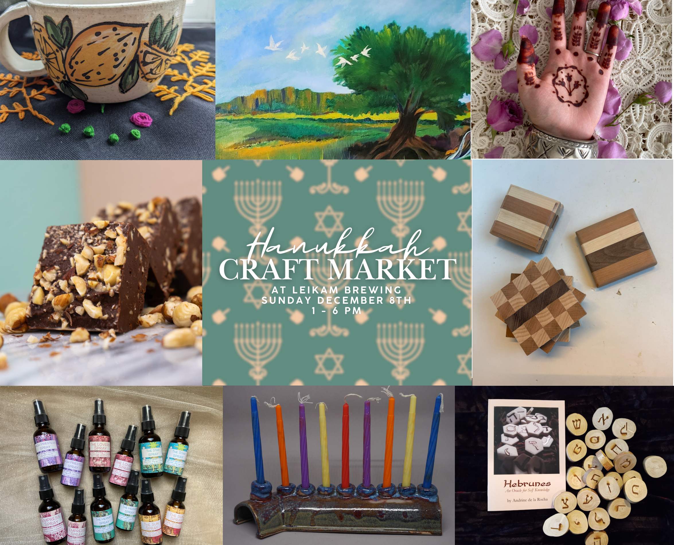 photo collage advertising the Leikam Hanukkah Craft Market