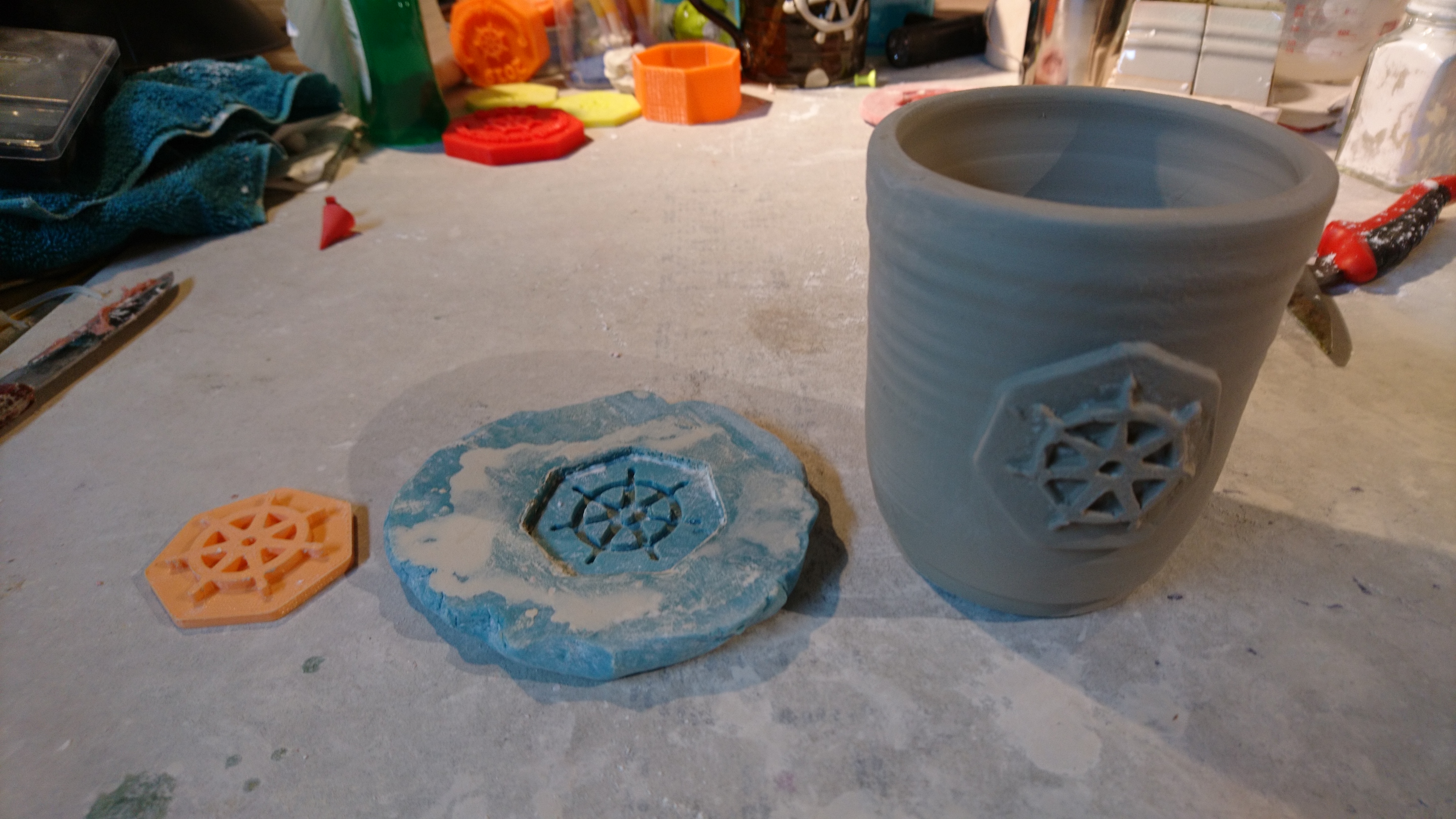 photo of print, mold, and cup
