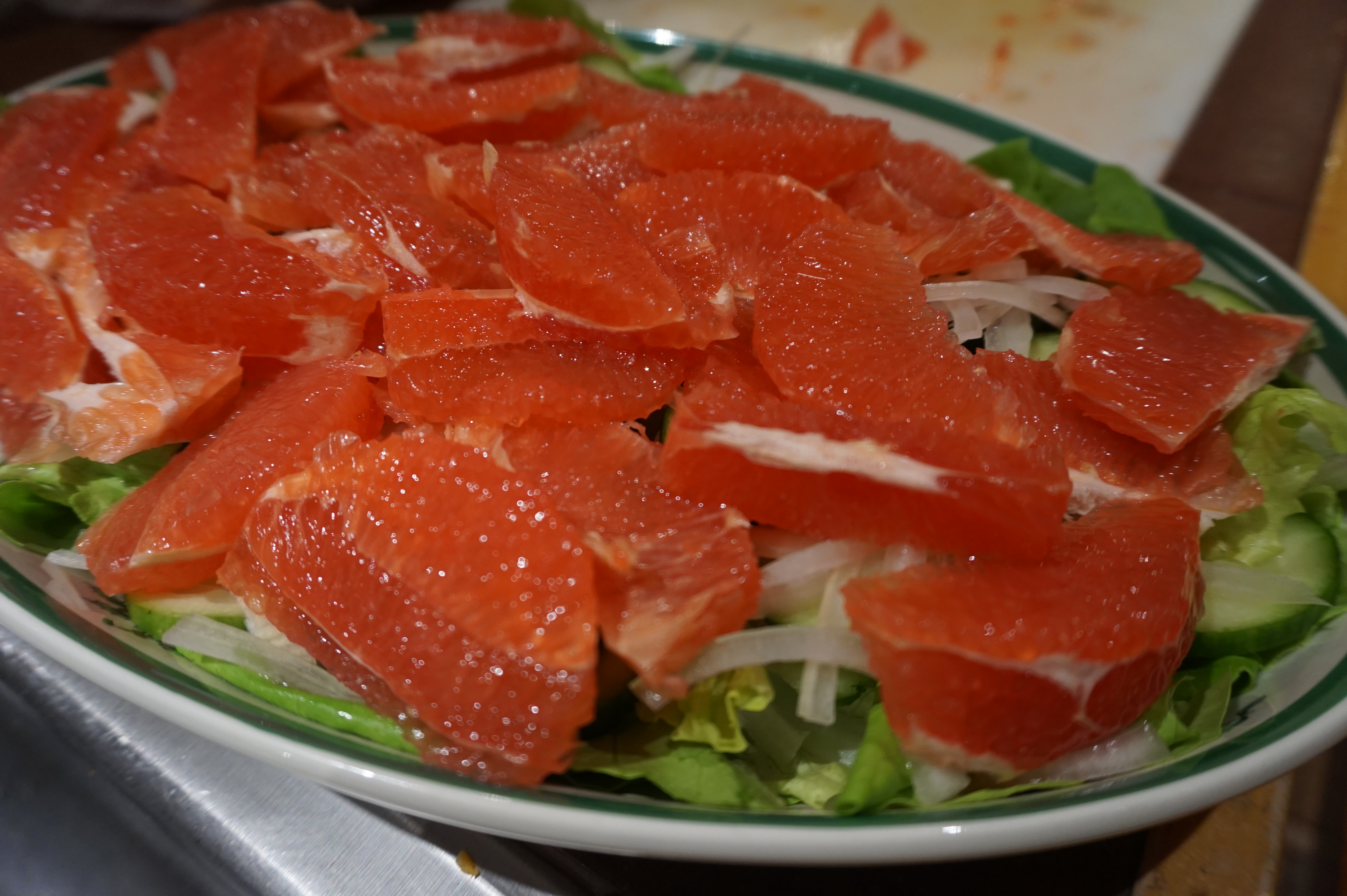 grapefruit salad on a platter