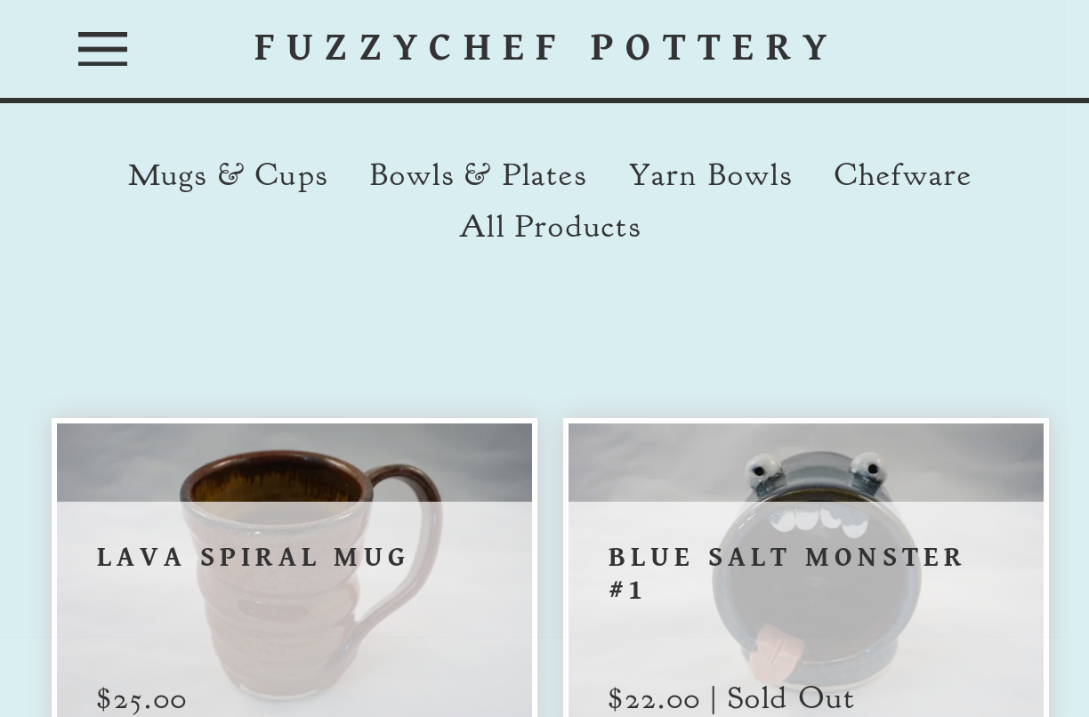 screenshot of fuzzychef.com online store