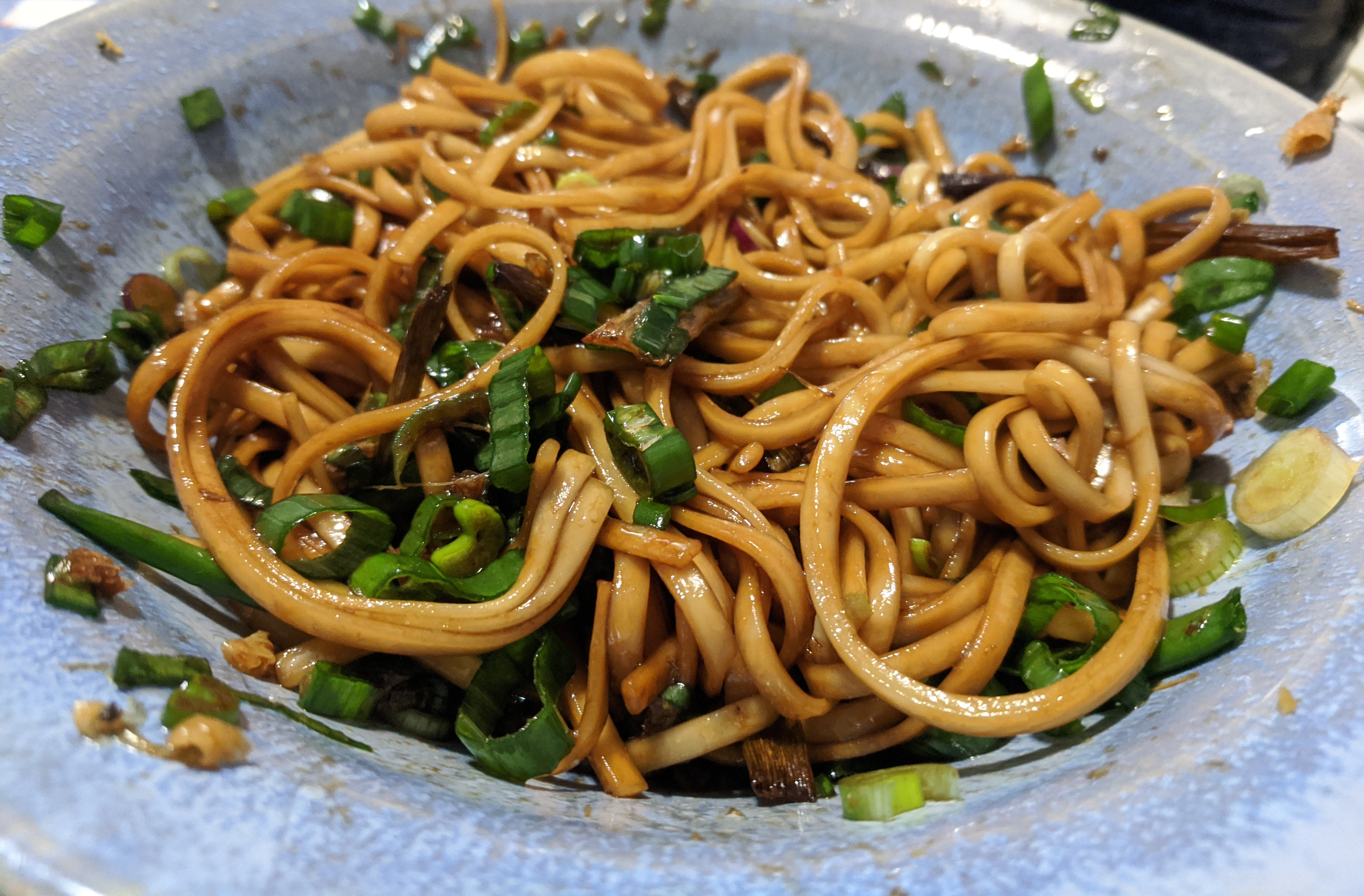 bowl of spring onion noodles