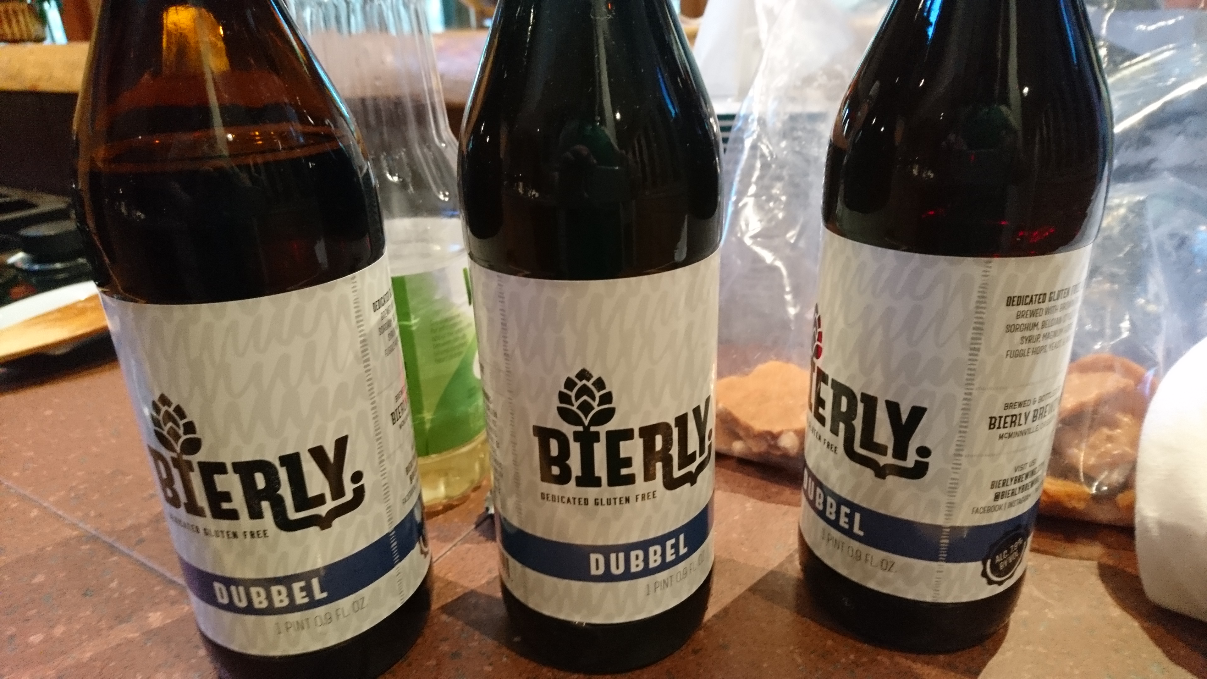 three bottles of Bierly gluten-free beer