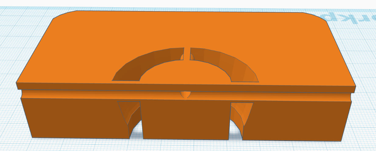 extruder die with hollow tube supports added, cut into cross section